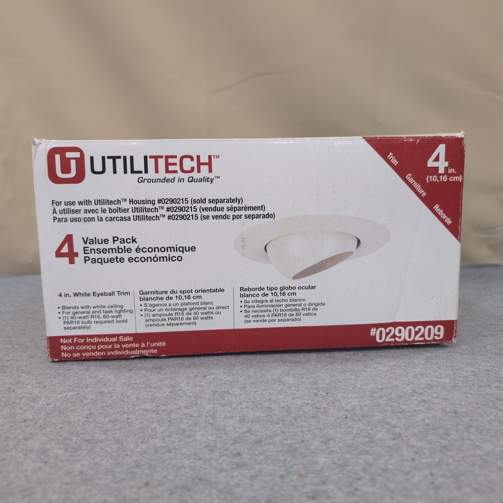 Utilitech 4 Inch White Eyeball Trim 4 Pack Recessed Lighting 0290209 CR4004W